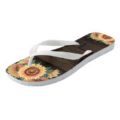 納屋の木製の国の素朴なメーソンジャーのヒマワリ ビーチサンダル (アングル)