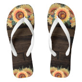 納屋の木製の国の素朴なメーソンジャーのヒマワリ ビーチサンダル (フットベッド)