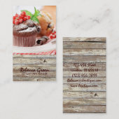 納屋の木製の素朴なパン屋チョコレートカップケーキ 名刺 (正面/裏面)