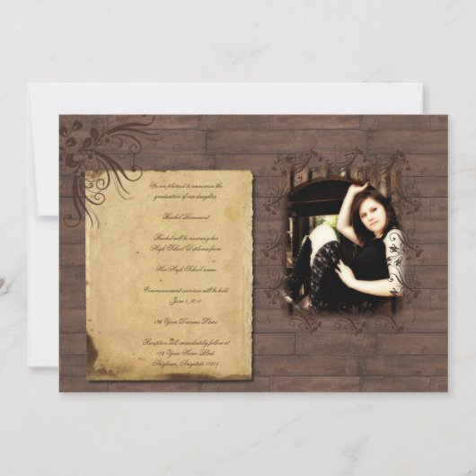 納屋の木製の美しいの卒業の発表 招待状 (正面)