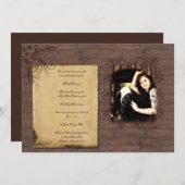 納屋の木製の美しいの卒業の発表 招待状 (正面/裏面)