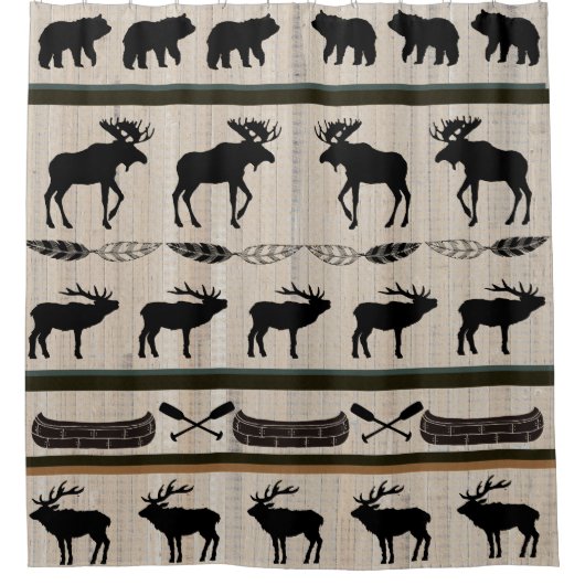 納屋の木製の背景の小屋毛布のデザイン シャワーカーテン (正面)