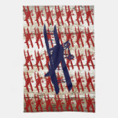 納屋の木製の航空ギフトのヴィンテージの複葉機 キッチンタオル (縦)