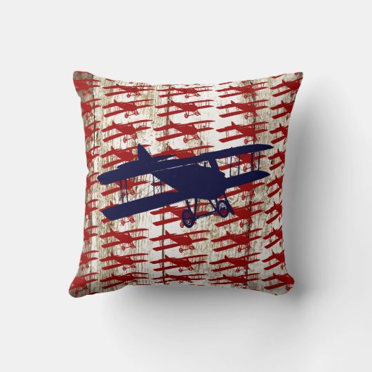 納屋の木製の航空ギフトのヴィンテージの複葉機 クッション (裏面)