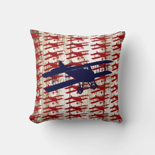 納屋の木製の航空ギフトのヴィンテージの複葉機 クッション (正面)