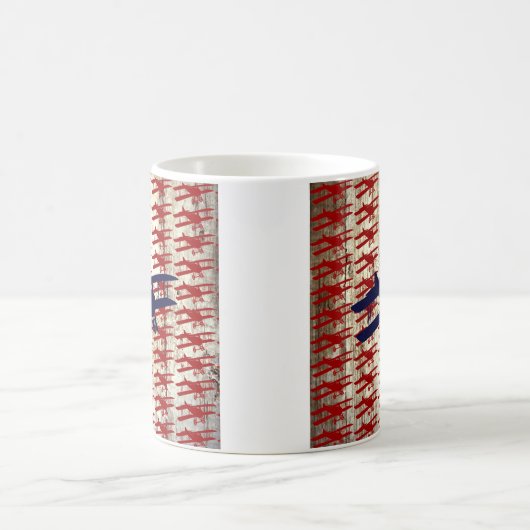 納屋の木製の航空ギフトのヴィンテージの複葉機 コーヒーマグカップ (中央)