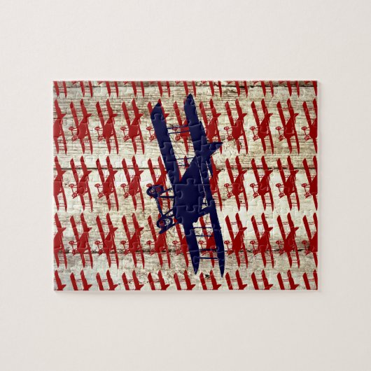 納屋の木製の航空ギフトのヴィンテージの複葉機 ジグソーパズル (横)