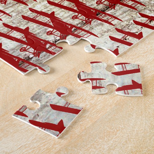 納屋の木製の航空ギフトのヴィンテージの複葉機 ジグソーパズル (側面)