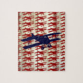 納屋の木製の航空ギフトのヴィンテージの複葉機 ジグソーパズル (縦)