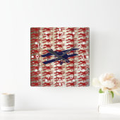 納屋の木製の航空ギフトのヴィンテージの複葉機 スクエア壁時計 (ホーム)