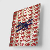 納屋の木製の航空ギフトのヴィンテージの複葉機 スクエア壁時計 (傾斜)