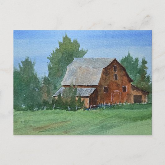 納屋の水彩画  ポストカード (正面)