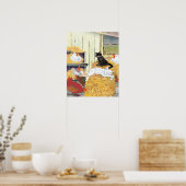 納屋の猫が昼寝をする ポスター (キッチン)