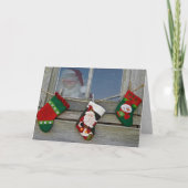 納屋の窓のサンタクロース シーズンカード (正面)