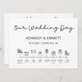 納屋の結婚式の日タイムラインプログラム プログラム (正面/裏面)