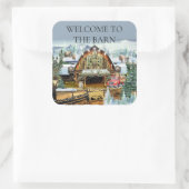 納屋ステッカーの冬/クリスマスへようこそ スクエアシール (バッグ)