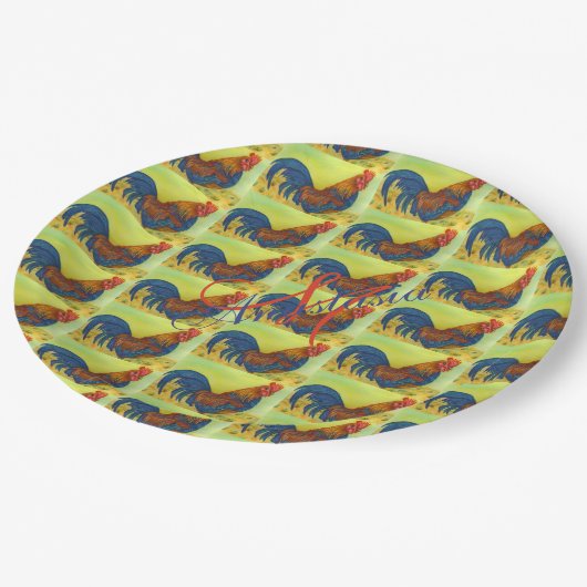 納屋ヤードおもしろいロースターモノグラムパーティー ペーパープレート (アングル)