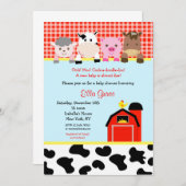 納屋ヤードの農場の納屋周囲の庭のベビーシャワー招待状 招待状 (正面/裏面)