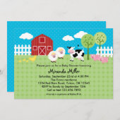 納屋動物のベビーシャワーの招待状 招待状 (正面/裏面)