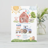 納屋周囲の庭おもしろい1stバースデーフォト招待状 招待状 (スタンド正面)