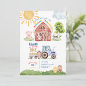 納屋周囲の庭おもしろい1st誕生日招待状 招待状 (スタンド正面)