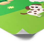 納屋周囲の庭と動物の誕生日パーティー歓迎サイン ポスター (角)