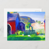 納屋周囲の庭と鶏バイジョージウェスリーベローズ ポストカード (正面/裏面)