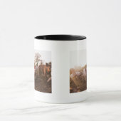 納屋周囲の庭のコブタ マグカップ (中央)