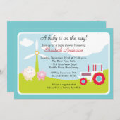 納屋周囲の庭のベビー動物のベビーシャワーの招待状 招待状 (正面/裏面)