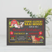 納屋周囲の庭の共同誕生日の招待状 招待状 (スタンド正面)