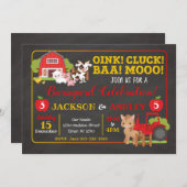 納屋周囲の庭の共同誕生日の招待状 招待状 (正面/裏面)