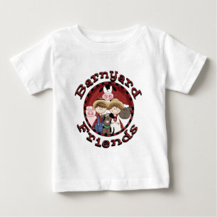 納屋周囲の庭の友人のTシャツおよびギフト ベビーTシャツ