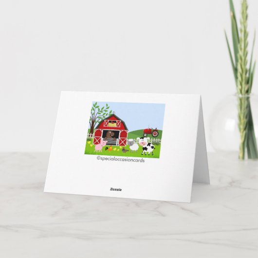 納屋周囲の庭の家畜のサンキューカード サンキューカード (裏面)