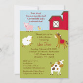 納屋周囲の庭の家畜のベビーシャワー招待状 招待状 (正面)