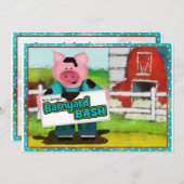 納屋周囲の庭の強打のパーティー 招待状 (正面/裏面)