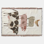 納屋周囲の庭の芽 – 牛、豚、羊、鶏 スローブランケット (正面)