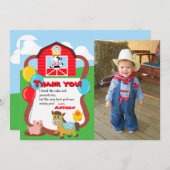 納屋周囲の庭の誕生日の家畜は写真との感謝していしています サンキューカード (正面/裏面)