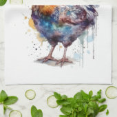 納屋周囲の庭の輝き：水彩Hen、カスタム キッチンタオル (折り畳み)