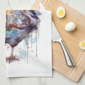 納屋周囲の庭の輝き：水彩Hen、カスタム キッチンタオル (四つ折り)