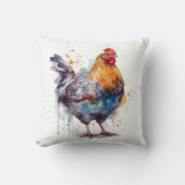 納屋周囲の庭の輝き：水彩Hen クッション (正面)