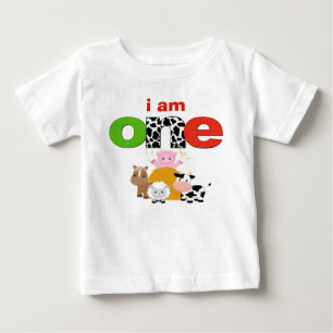 納屋周囲の庭の農場の第1誕生日のTシャツの幼児のベビーの子供 ベビーTシャツ