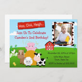 納屋周囲の庭の農場の誕生日の招待状5x7の写真カード 招待状 (正面/裏面)