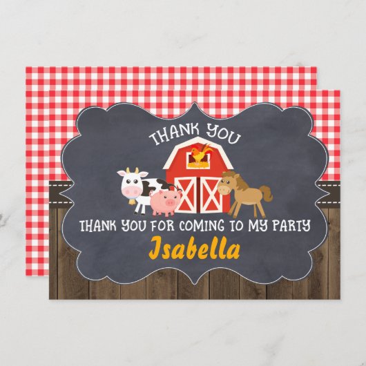 納屋周囲の庭の黒板フレームの誕生日のサンキューカード サンキューカード (正面/裏面)
