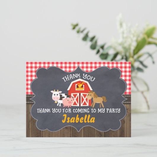 納屋周囲の庭の黒板フレームの誕生日のサンキューカード サンキューカード (スタンド正面)