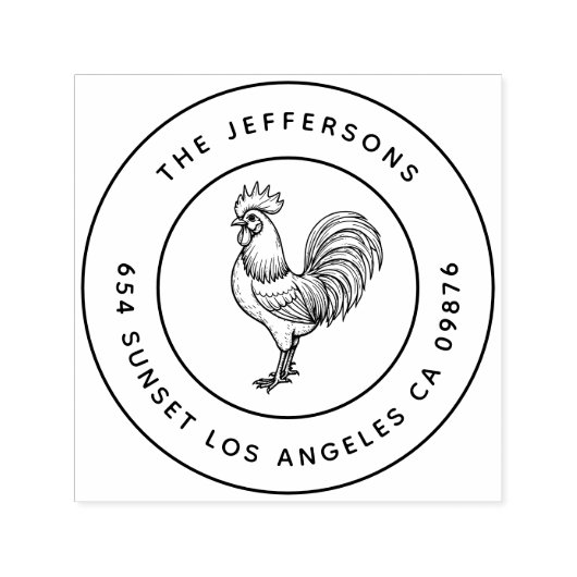 納屋周囲の庭はっきりしたシックなルースターファミリーアドレス セルフインキングスタンプ (デザイン)