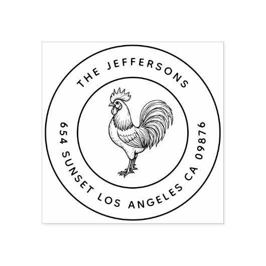 納屋周囲の庭はっきりしたシックなルースターファミリーアドレス ラバースタンプ (インプリント)