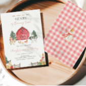 納屋周囲の庭アニマルクリスマス子供の誕生日パーティー 招待状