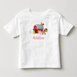 納屋周囲の庭アニマルズガールズラッフルシャツ トドラーTシャツ