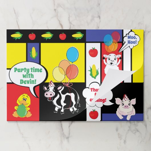 納屋周囲の庭アニマルバースデーパーティーランチョンマット紙パッド ペーパーパッド (折り畳み)