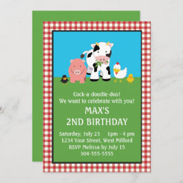納屋周囲の庭アニマルフレンズ誕生日 招待状